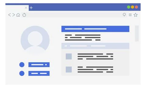 Profile page website in web browser window screen Stock Illustration