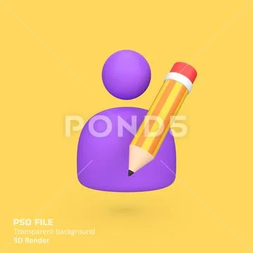 Profile with pencil edit user account isolated 3d render icon illustration PSDテンプレート