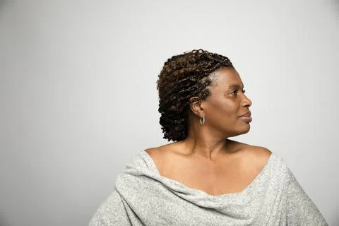 Profile portrait confident, forward looking woman Stock Photos
