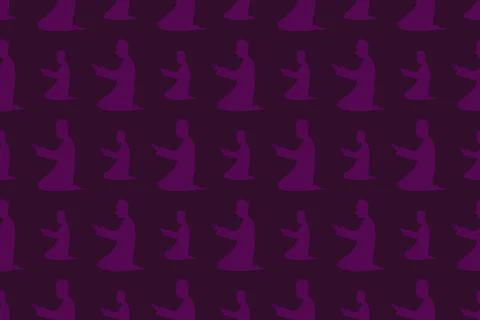 Profile of a praying man. Seamless pattern. Endless ornament for Ramadan. 스톡 일러스트
