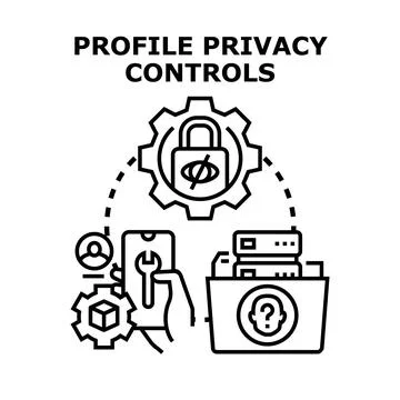 Profile privacy controls managing online data security settings Illustrazione stock