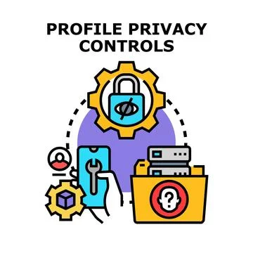 Profile privacy controls managing online data security settings Stock Illustration