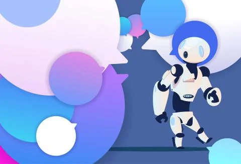 Profile robot new idea chat support over bubbles backgroung, Artificial Illustrazione stock