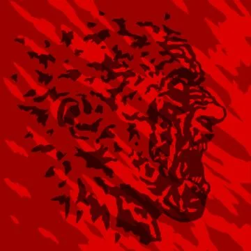 Profile of the screaming profile vampire head with a torn face. Vector illust Stock Illustration