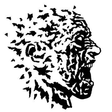 Profile of the screaming profile zombie head. Vector illustration. Stock Illustration