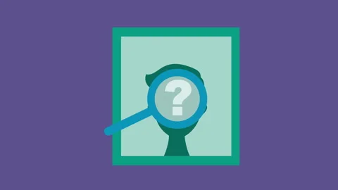 Profile Search with Magnifying Glass 2d Animation with Alpha Matte Stock Footage 342086721
