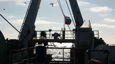 The profile of the ship on the background of the sea Stock Footage 42902580