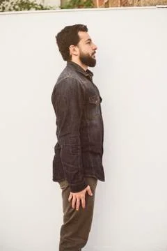 Profile, side view portrait of bearded man Stock Photos