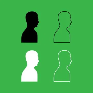 Profile side view portrait icon  Black and white color set Stock Illustration