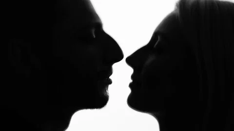Profile silhouette of couple Stock Footage 81091466