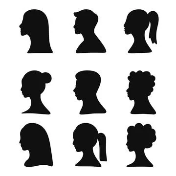 Profile silhouette face set vector illustration Ilustración de archivo