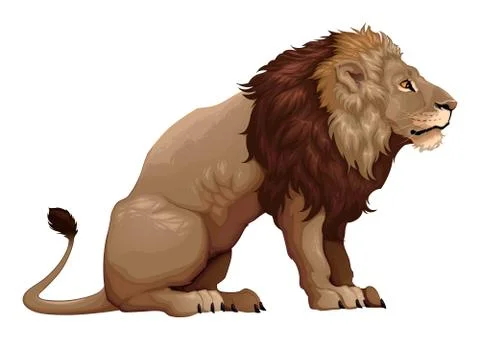 Profile of a sitting lion Stock Illustration