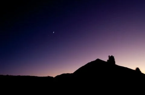 The profile of Teide at dusk Stock Photos