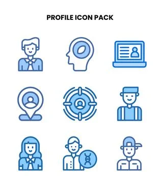Profile Two Colour Bundle Icons Pack Stock Illustration