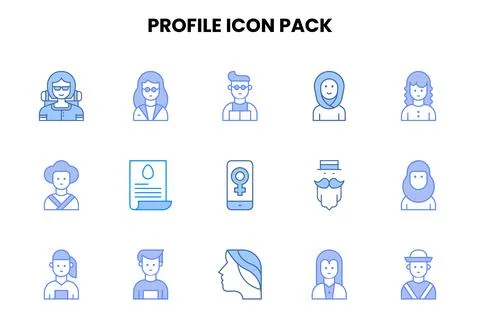 Profile Two Colour Bundle Icons Pack Stock Illustration