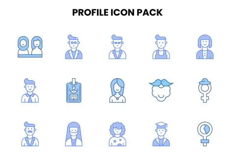 Profile Two Colour UI Icons Pack Stock Illustration