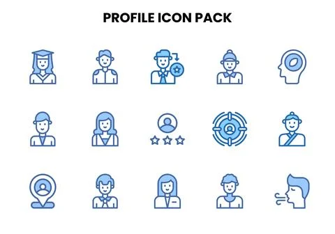Profile Two Colour Vector Icons Pack Stock Illustration