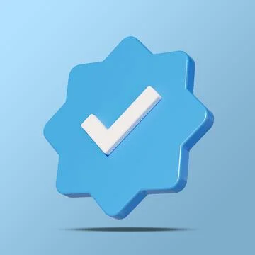 Profile verification check mark social media icon. Blue verified badge. Illustrazione stock