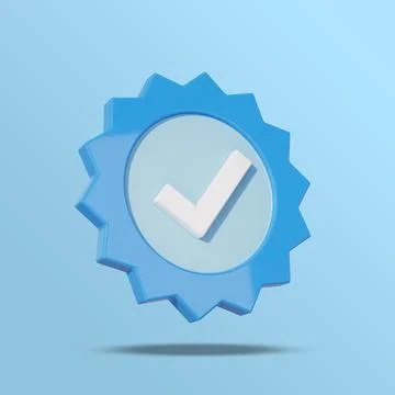 Profile verification check mark social media icon. Blue verified badge. Illustrazione stock