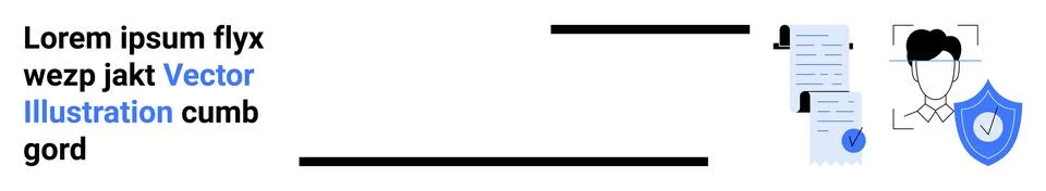 Profile Verification with Document, ID Card, and Security Shield Icon Stock Illustration