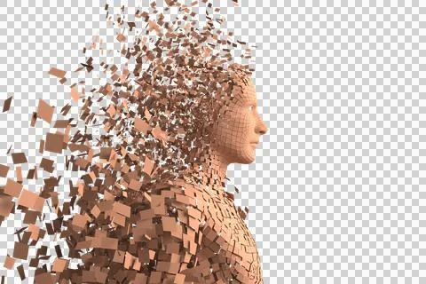 Profile view of brown pixelated 3d man Stock Illustration
