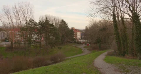 Profile view of Parc des sculptures (sculptures park) in Dunkerque, France Video stock 275835642