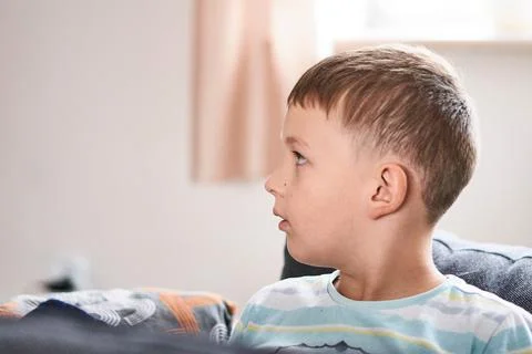 Profile of young boy Stock Photos