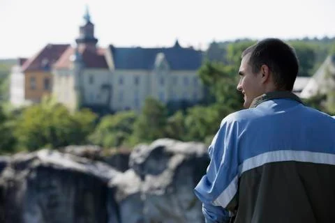 Profile of young man looking at view Stock Photos