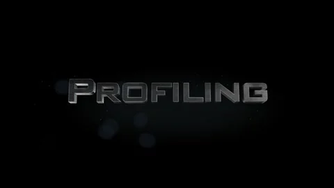 Profiling title 3D metal text on black alpha channel background Stock Footage 301265048