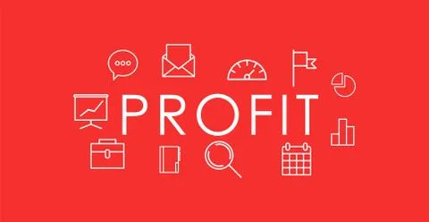 Profit background. Simple thin line flat design banners. Stock Illustration