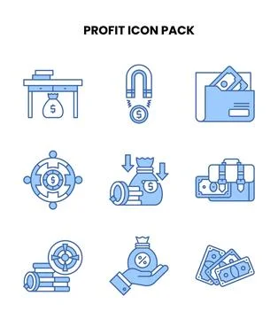 Profit Blue Vector Icons Pack Ilustración de archivo
