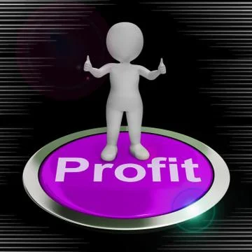 Profit Computer Button Shows Earnings And Investments Illustrazione stock