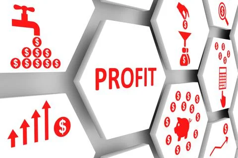 PROFIT concept cell background 3d illustration Stock Illustration