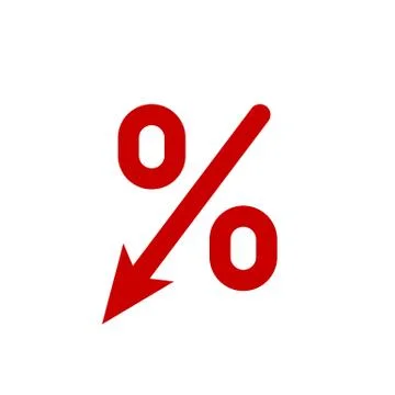 Profit decrease fall arrow and percent icon. Vector GDP profit loss arrow dow Illustrazione stock