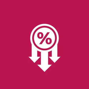 Profit decrease, falling rates vector icon Illustrazione stock