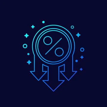 Profit decrease or falling rates line icon イラスト素材