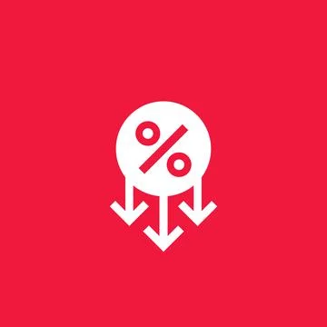 Profit decrease, percent down vector icon Stockillustratie