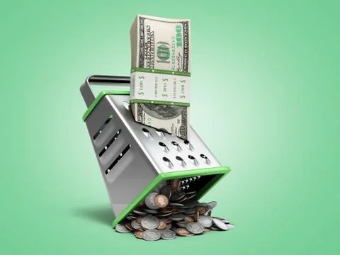 Profit distribution concept a pack of dollar bills is rubbed into coins 3d re Stock Illustration