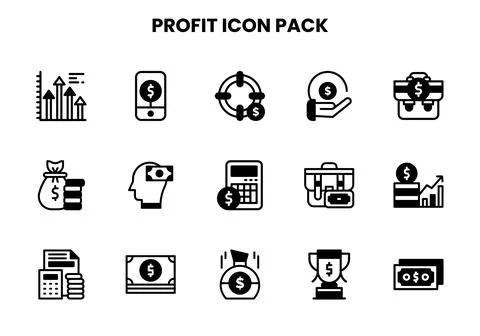 Profit DuoTone Vector Icons Pack Stock Illustration