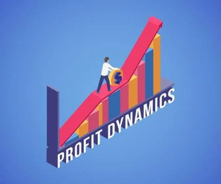 Profit dynamics banner vector template. Successful businessman, office worker Stock Illustration