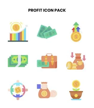 Profit Flat Bundle Icons Pack Illustrazione stock