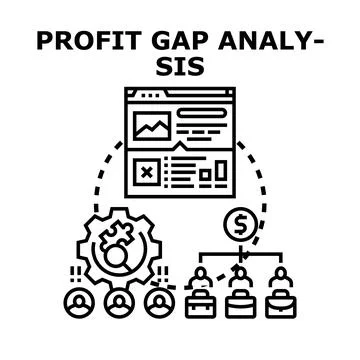 Profit gap analysis demonstrating business strategy and financial performance Illustrazione stock