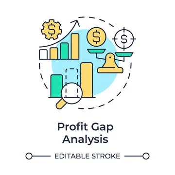 Profit gap analysis multi color concept icon Stock Illustration