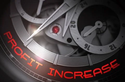 Profit Increase on Automatic Men Wrist Watch Mechanism. 3D. Stock Illustration