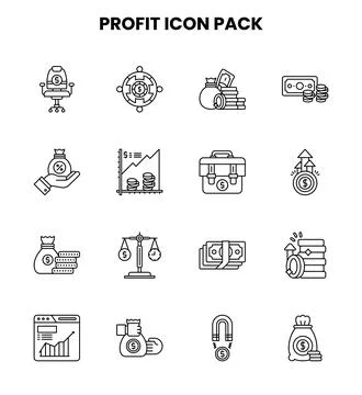 Profit Line Bundle Icons Pack Stock Illustration