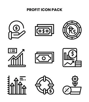 Profit Line Vector Icons Pack Ilustración de archivo