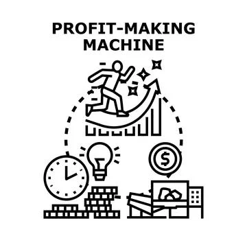 Profit making machine process generating business success Stock Illustration