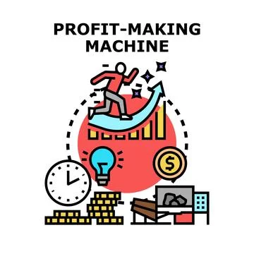Profit making machine process generating business success Stock Illustration