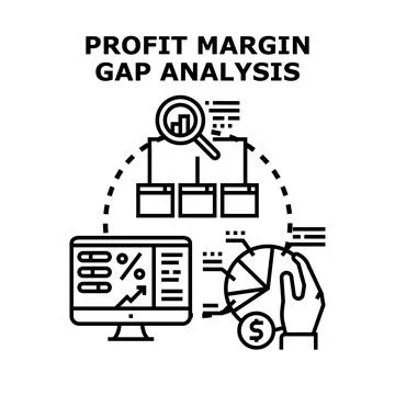 Profit margin gap analysis business concept planning Stock Illustration