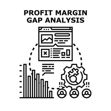 Profit margin gap analysis financial business strategy concept Stock Illustration